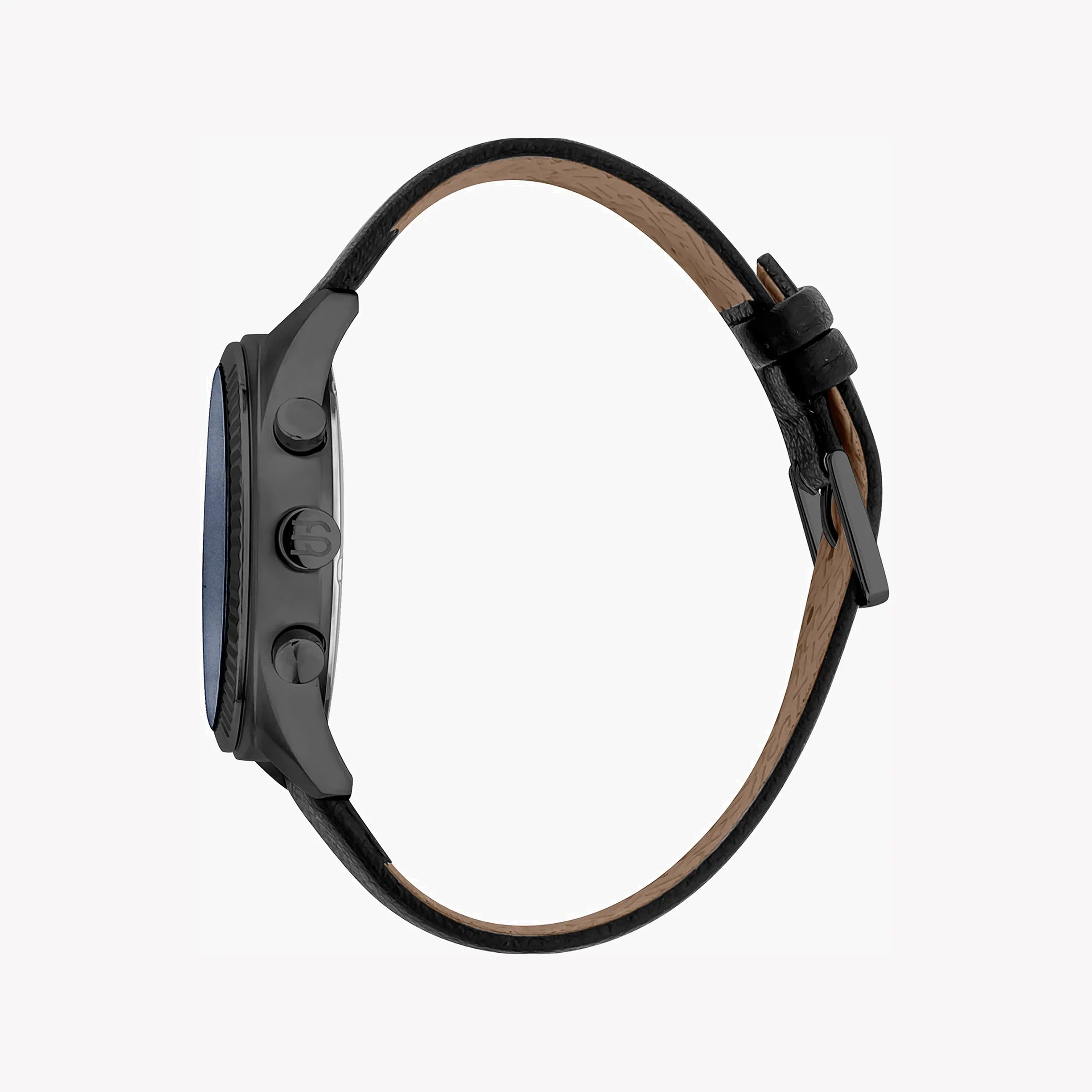 Esprit Men's Black Leather Watch, Blue Dial | Es1g163m0055