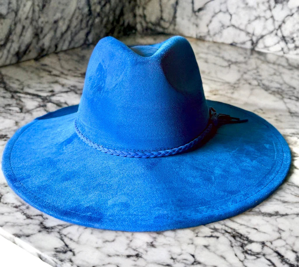 Premium Vegan Tribal Suede Fedora Hat