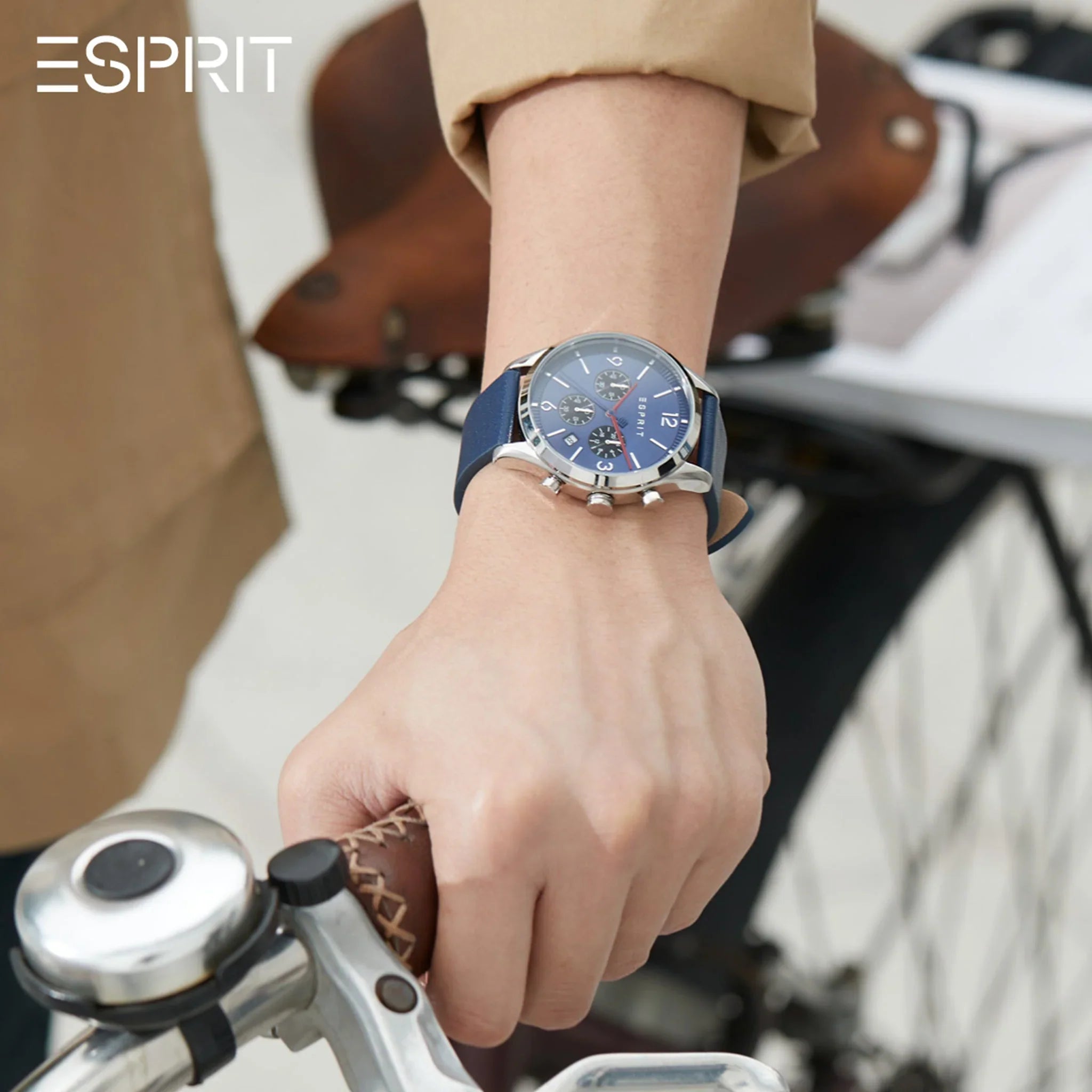 Esprit Men's Blue Leather Watch, Blue Dial | Es1g262m0085