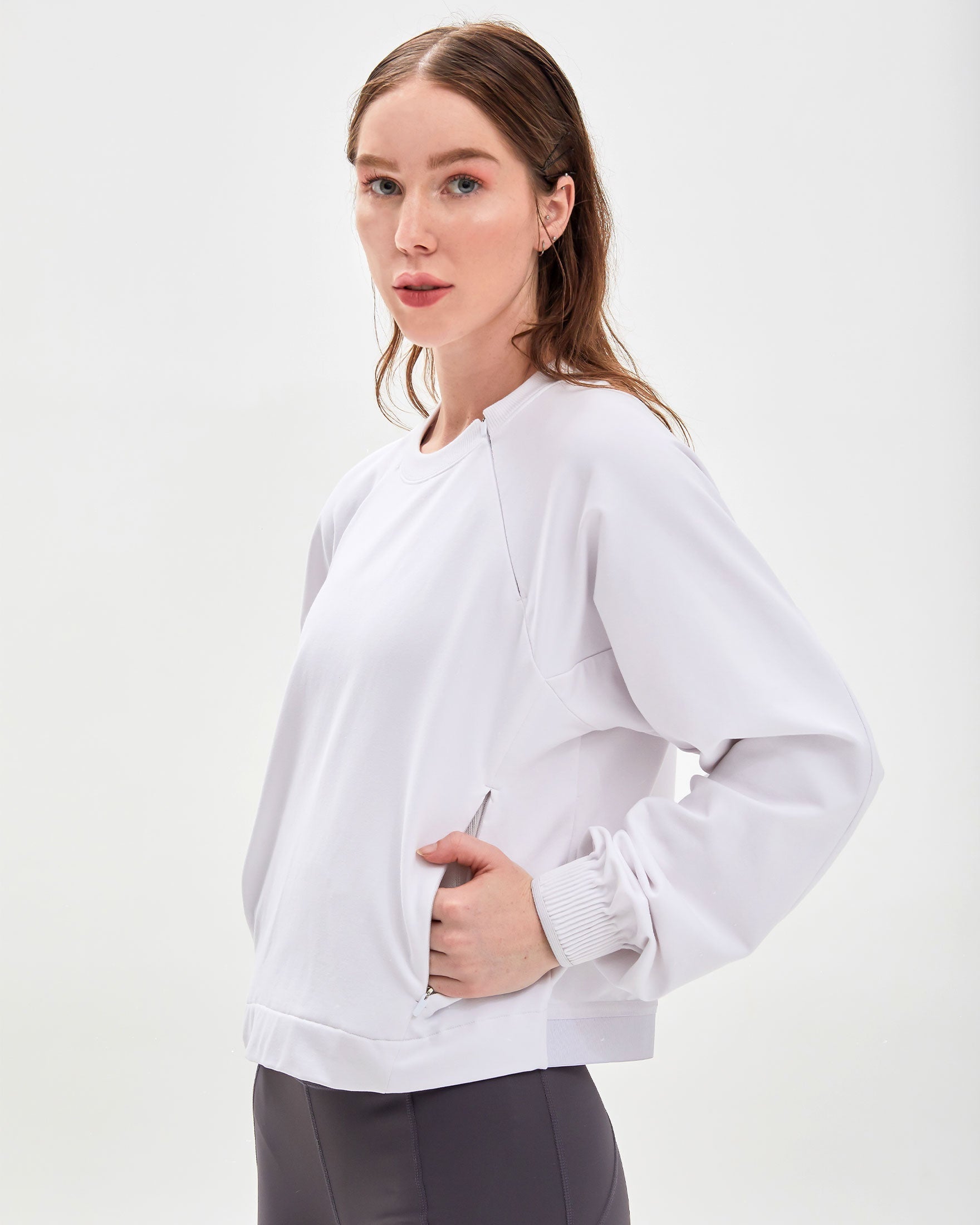 City Zip Crop Crewneck Sweatshirt