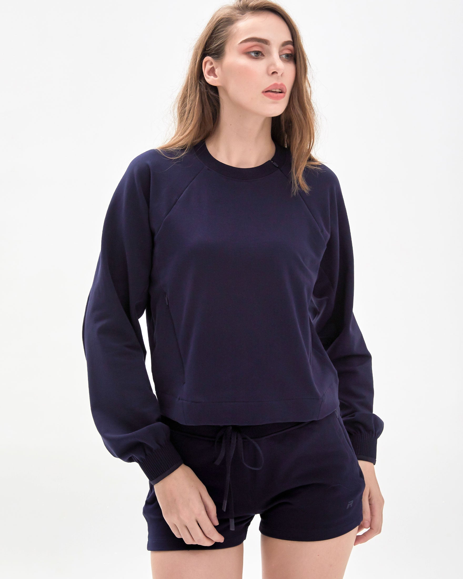 City Zip Crop Crewneck Sweatshirt